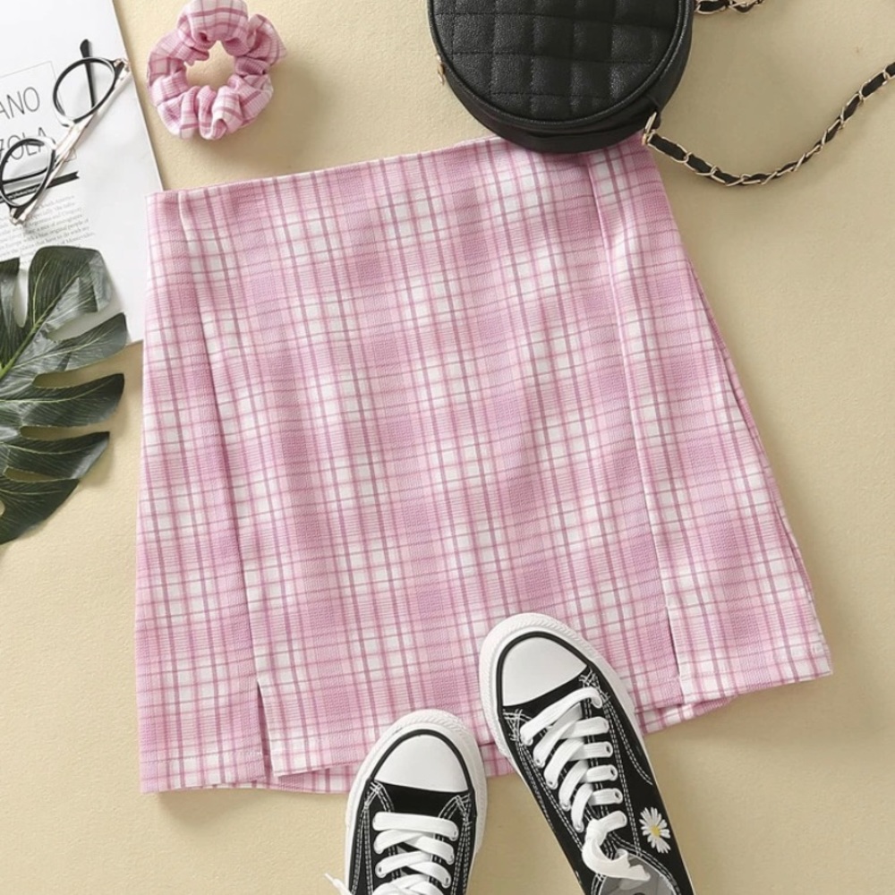 SHEIN Split Side Tartan Mini Skirt